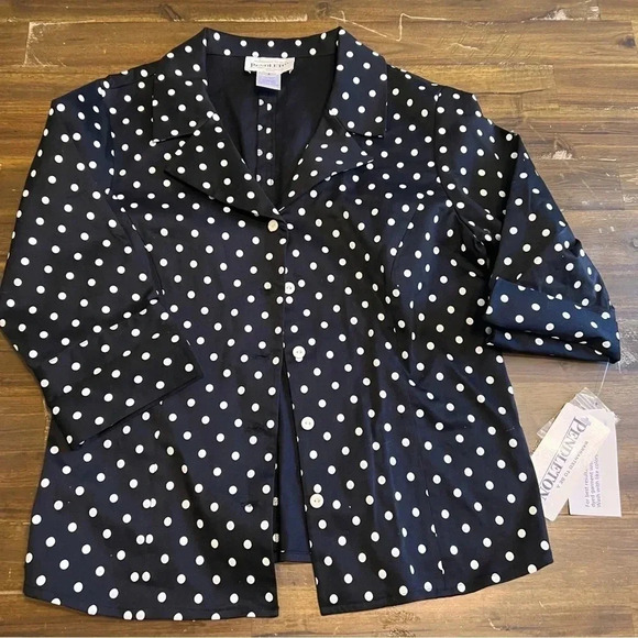 Pendleton Polk A Dot Shirt Jacket Blazer Light Weight V Neck Petite Small - Picture 1 of 9